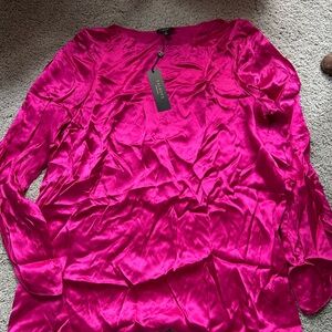 Talbots Vibrant Pink Silk Blouse